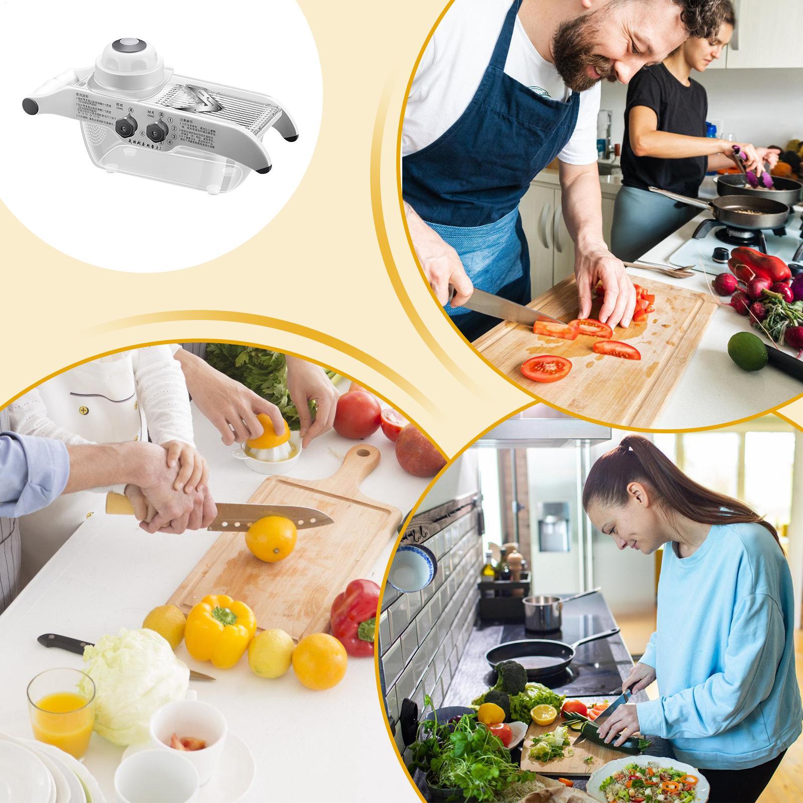 Meal Prep Restaurant - ที่หั่นมันฝรั่งแบบมีภาชนะสำหรับครัวเรือน ร้านอาหาร และแคมป์ปิ้ง ปรับได้ 5 ระดับ