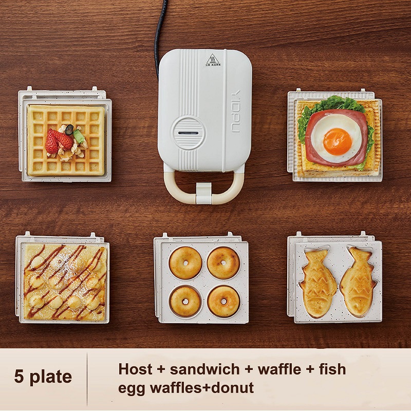 Breakfast Sandwich Press - 220V มัลติฟังก์ชั่นเครื่องทำแซนวิชไฟฟ้าเครื่องทำวาฟเฟิลเครื่องอาหารเช้าที่รวดเร็วแพนเค้กขนมปังปิ้งกดร้อนเครื่องแปรรูปอาหาร