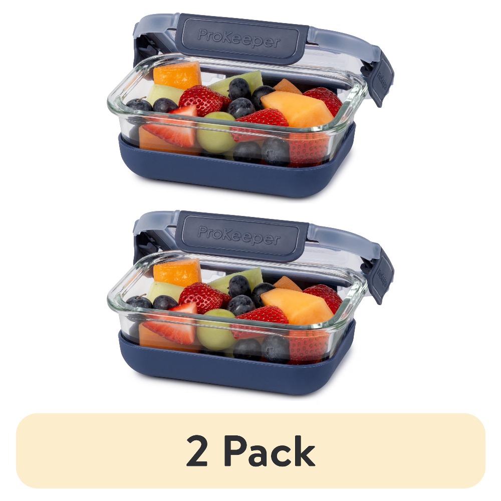 Meal Prep Glass Containers - ชุดภาชนะเก็บอาหารแก้ว 2 ชิ้น ขนาด 1.6 ถ้วย