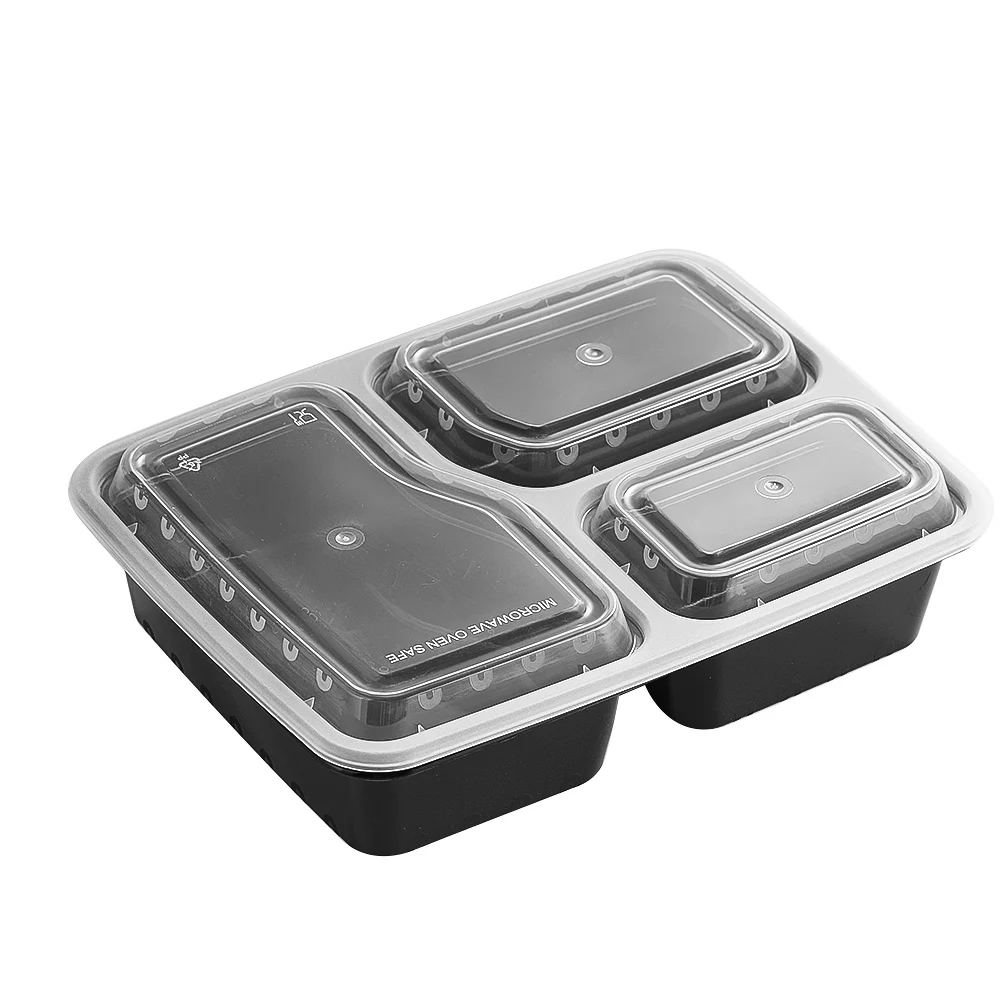 Meal Prep Glass Containers - 7 แพ็ค 3 ช่องภาชนะเตรียมอาหารหนาพิเศษเก็บอาหารกล่องเบนโตะพร้อมฝาปิดพลาสติก STACKABLE ไมโครเวฟเครื่องล้างจานปลอดภัย