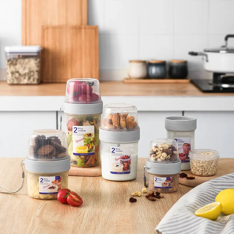 Meal Prep Glass Containers - ชุดกล่องอาหารเช้าพร้อมฝาปิด ประกอบด้วย ข้าวโอ๊ต ซีเรียล ถั่ว โยเกิร์ต