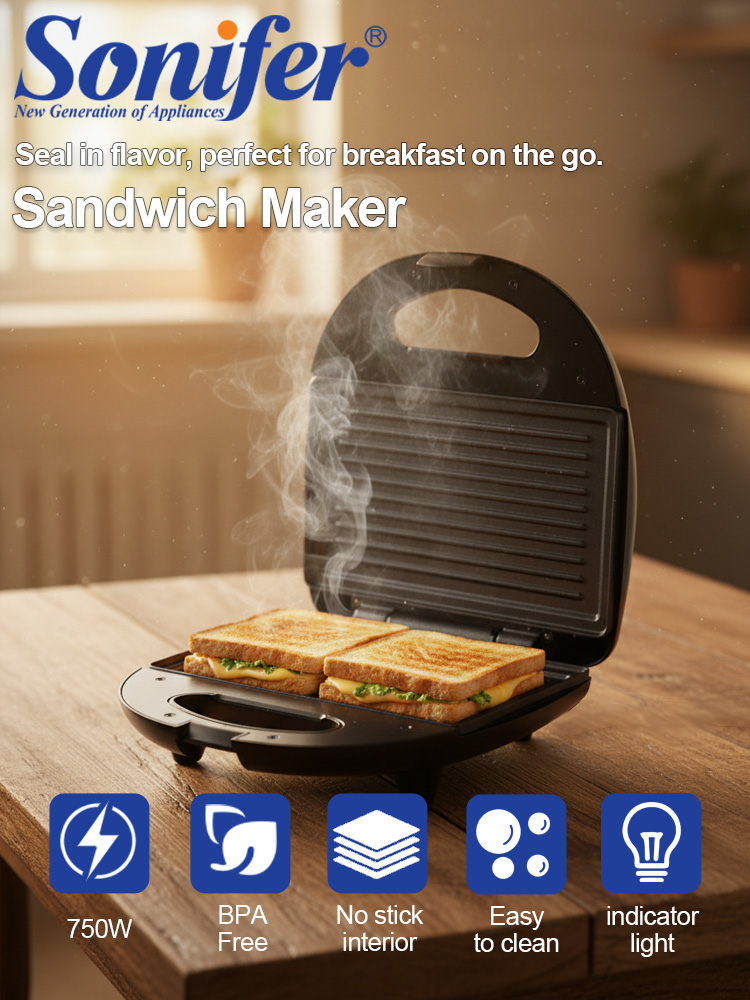 Breakfast Sandwich Press - เครื่องทำแซนวิช Sonifer SF-6173 750W Non Stick
