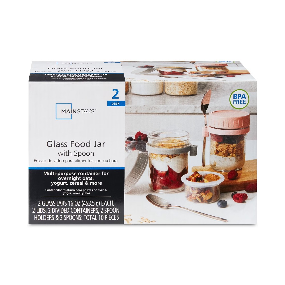 Meal Prep Glass Containers - ขวดใส่อาหารและภาชนะใส่พาร์เฟต์แบบพกพาสำหรับโอ๊ตมีลข้ามคืน ออกแบบมาเพื่อช่วยในการเตรียมอาหารกลางวันสำหรับพกพา การเดินทางประจำวัน และโอ๊ตมีลข้ามคืน