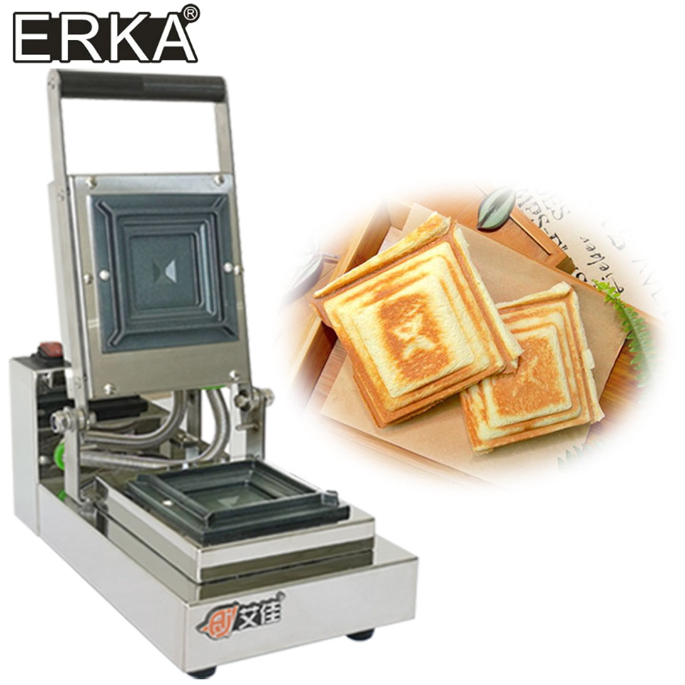 Breakfast Sandwich Press - ERKA เครื่องทําแซนวิชแบบกดร้อนเครื่องทําแซนวิชแบบสี่เหลี่ยมเครื่องย่างแซนวิชแบบไม่ติดเครื่องปิ้งขนมปังความร้อนสองด้านอาหารเช้าเบอร์เกอร์เครื่องทําขนมปังโทสต์