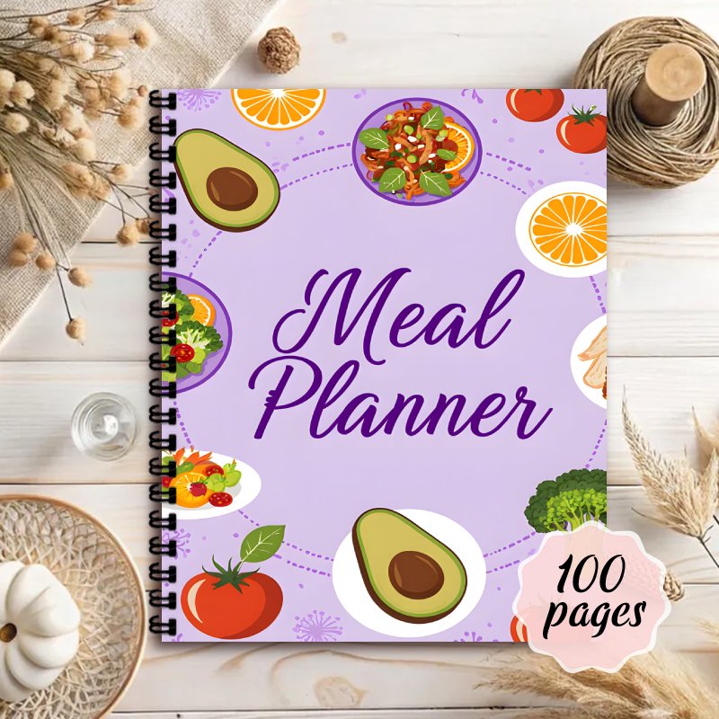 Meal Prep Diet - สมุดวางแผนเมนูอาหาร, สมุดวางแผนเตรียมอาหาร, สมุดวางแผนเมนูอาหารรายสัปดาห์, รายการช็อปปิ้งสำหรับการวางแผนเมนูอาหารเพื่อสุขภาพ