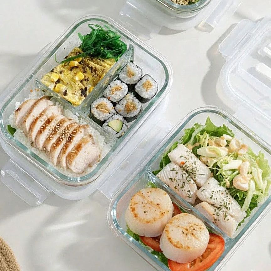 Meal Prep Jars With Lids - ภาชนะแก้วสำหรับเก็บอาหารพร้อมฝาปิด สำหรับเตรียมอาหาร ใช้กับตู้เย็นและเครื่องล้างจานได้ โปร่งใสสำหรับเก็บอาหาร สลัด ผลไม้