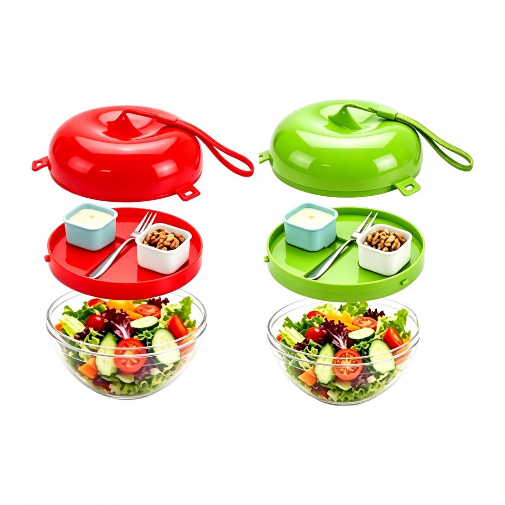 Meal Prep Diet - ชามเตรียมอาหารเพื่อสุขภาพแบบพกพาสำหรับพกไปทำงาน ชามสลัดทรงแอปเปิ้ลพร้อมช่องแบ่งสำหรับใส่อาหาร