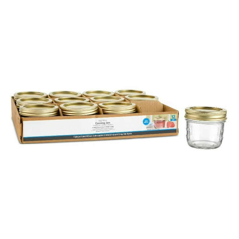 Meal Prep Jars With Lids - ขวดโหลแก้วขนาด 8 ออนซ์ ปากกว้าง ขนาดครึ่งไพน์ พร้อมฝาและห่วงปิด