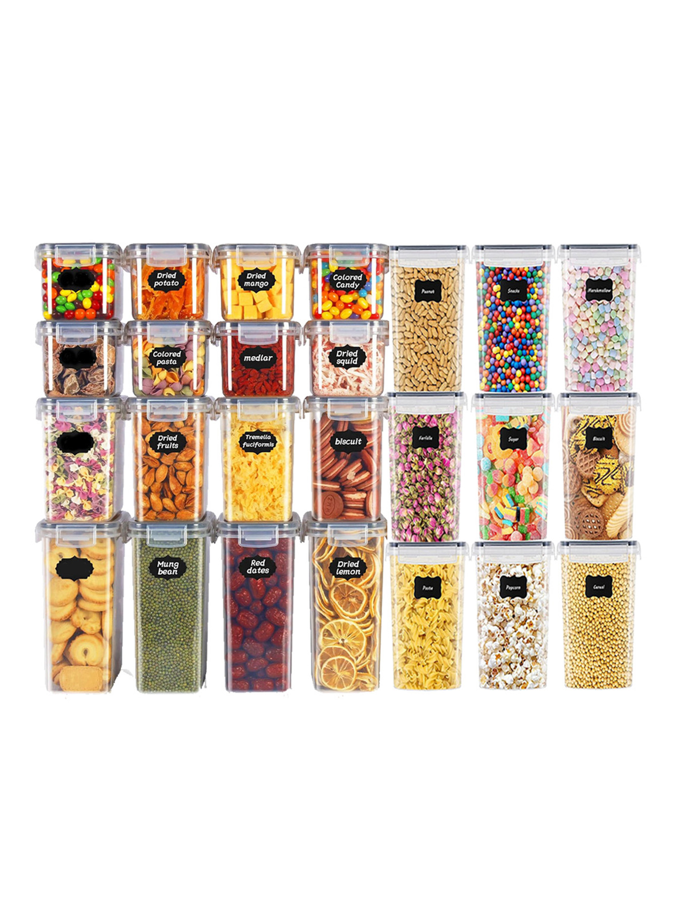 Meal Prep Glass Containers - 48 ชิ้น, ภาชนะเก็บอาหารแบบมีฝาปิด, ภาชนะพลาสติกสำหรับห้องครัว, กระปุกเก็บของแห้งสำหรับแลคโตส, ธัญพืช,