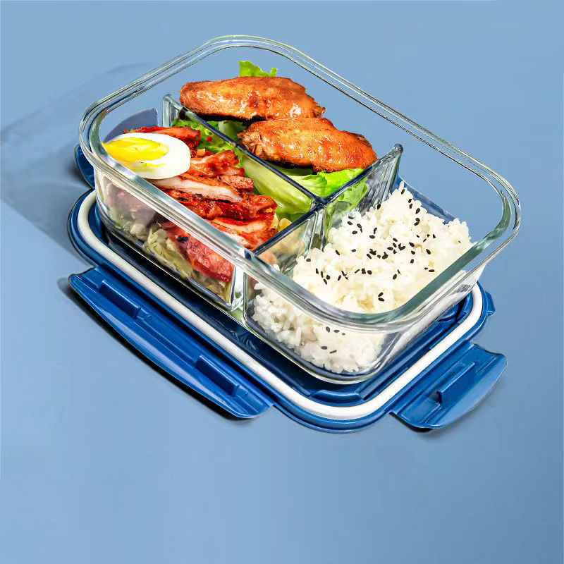 Meal Prep Glass Containers - สไตล์ใหม่กล่องอาหารกลางวันแก้ว 1050ml ไมโครเวฟ Bento กล่องกล่องเก็บอาหารโรงเรียนภาชนะบรรจุอาหารช่อง