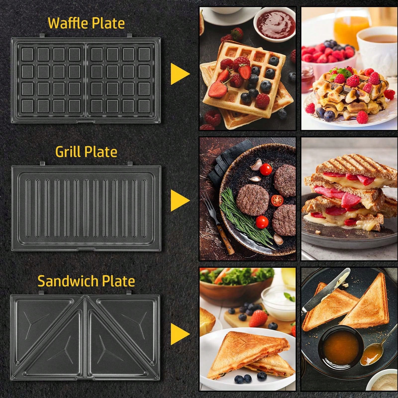 เครื่องทำแซนด์วิชและวาฟเฟิล 3- - Breakfast Sandwich Press บทวิจารณ์และราคา