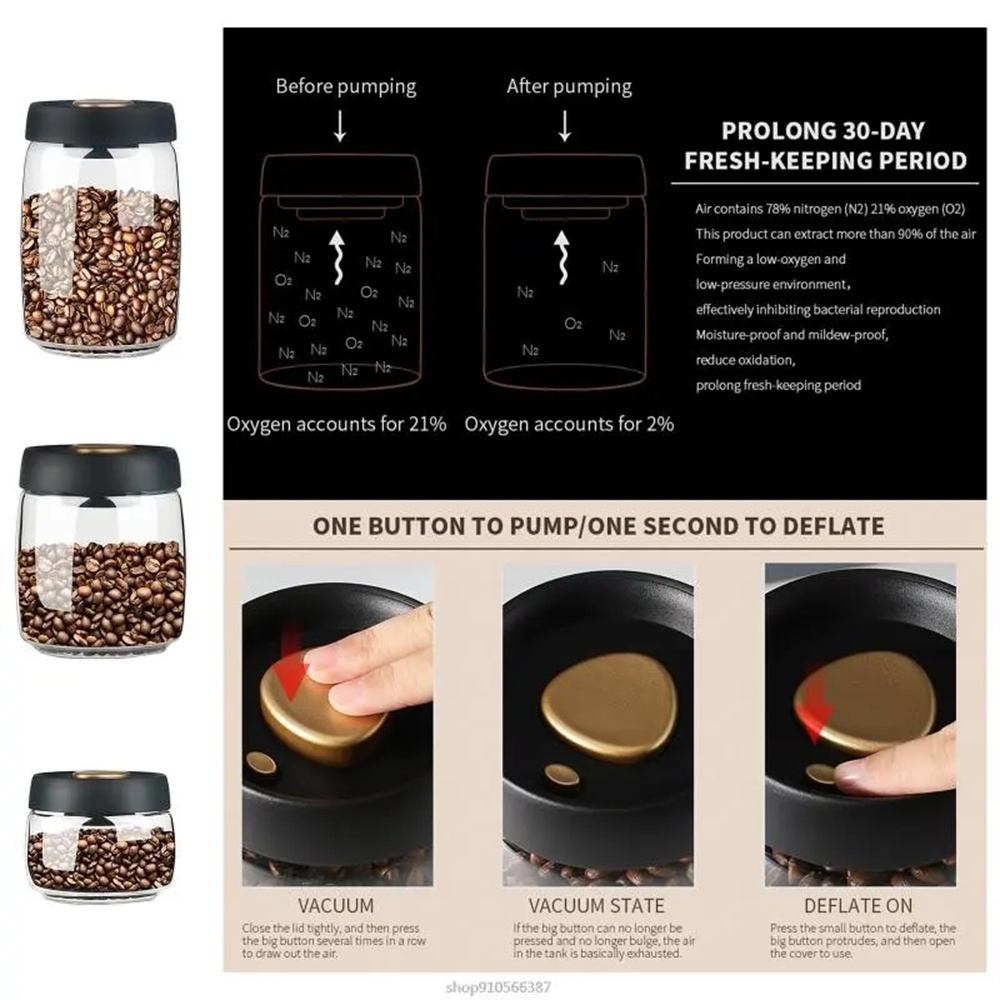 1 แพ็ค ภาชนะเก็บเมล็ดกาแฟ ฝาปิ - Meal Prep Glass Containers บทวิจารณ์และราคา