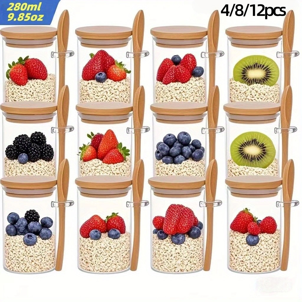 4/8/12 ชิ้น, ถ้วยอาหารเช้าข้าว - Meal Prep Jars With Lids บทวิจารณ์และราคา