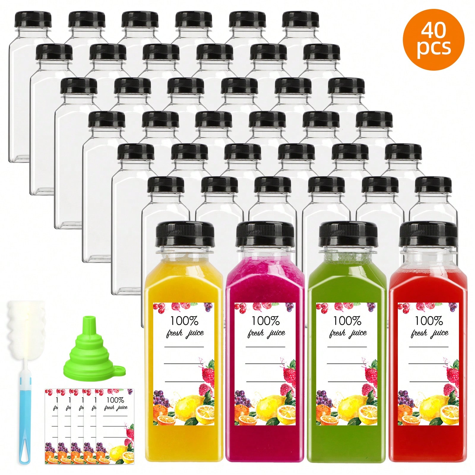 ขวดพลาสติกใสทรงทันสมัย ขนาด 12 - Meal Prep Juice บทวิจารณ์และราคา