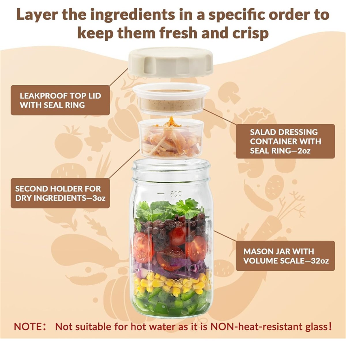 A67T ชุดใหม่ 4 ชิ้น โหลแก้วใส่ - Meal Prep Jars With Lids บทวิจารณ์และราคา