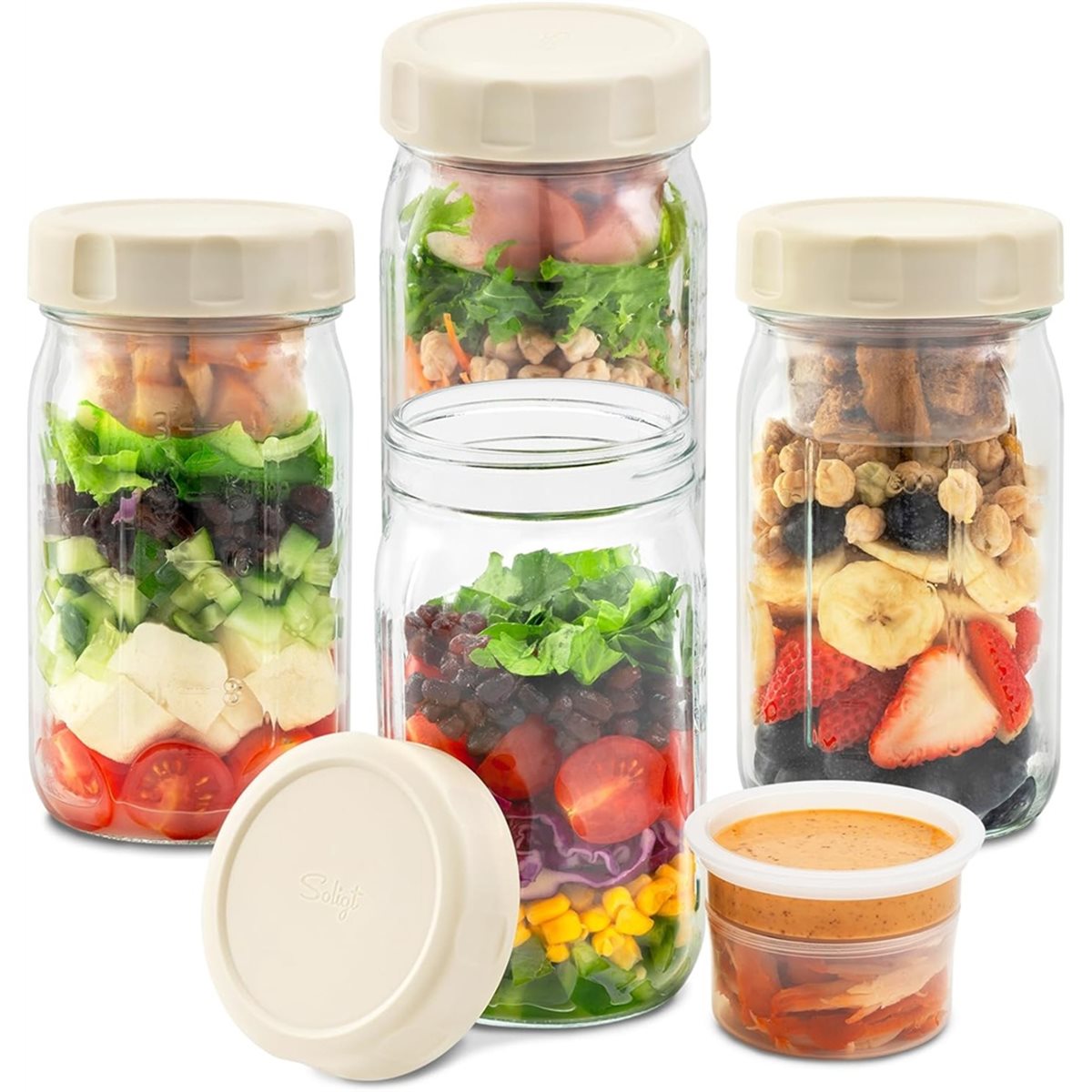 A67T ชุดใหม่ 4 ชิ้น โหลแก้วใส่ - Meal Prep Jars With Lids บทวิจารณ์และราคา