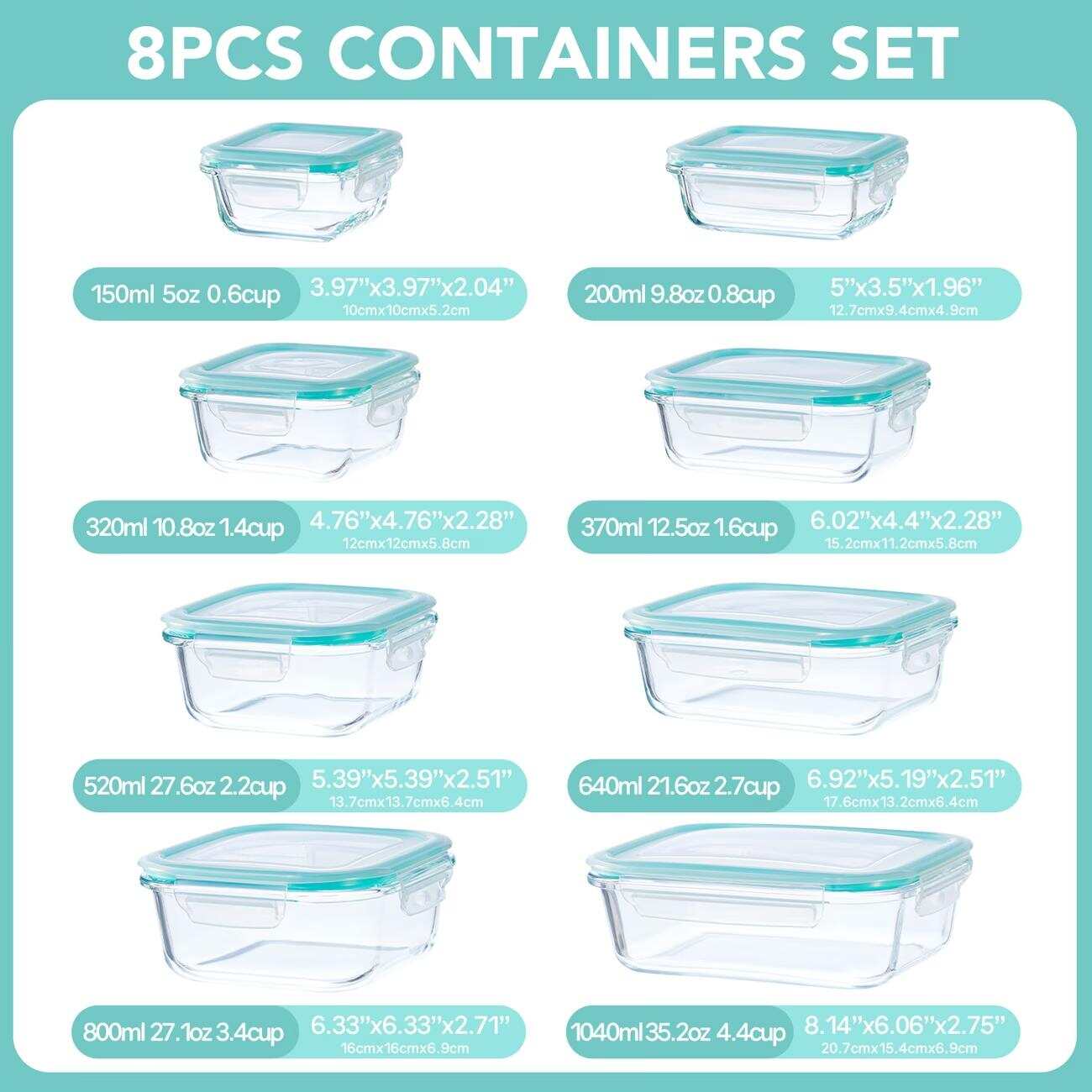 ชุดภาชนะเก็บอาหารแก้วปิดผนึก 1 - Meal Prep Glass Containers บทวิจารณ์และราคา