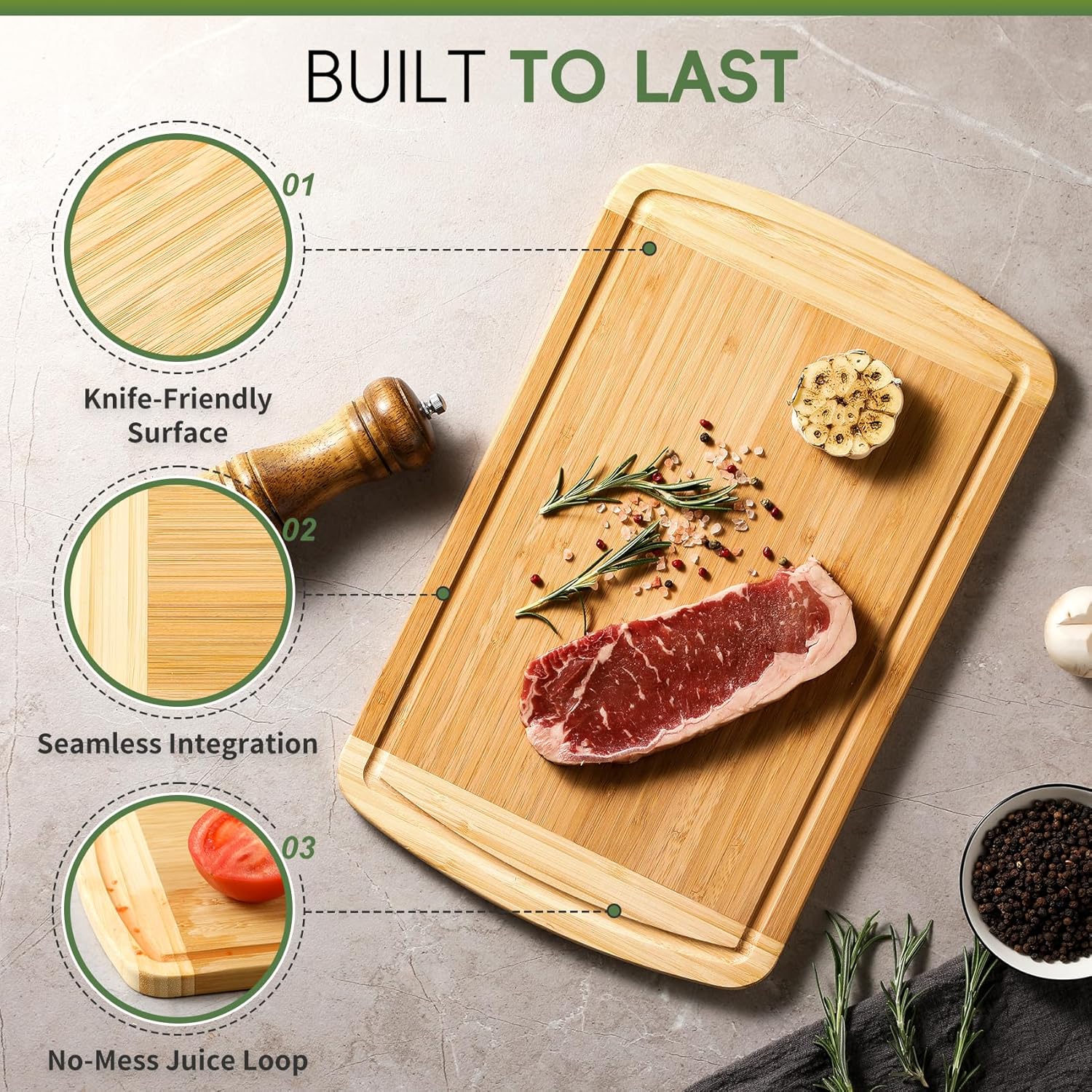 เขียงไม้ไผ่ขนาดใหญ่สำหรับเตรีย - Meal Prep Juice บทวิจารณ์และราคา