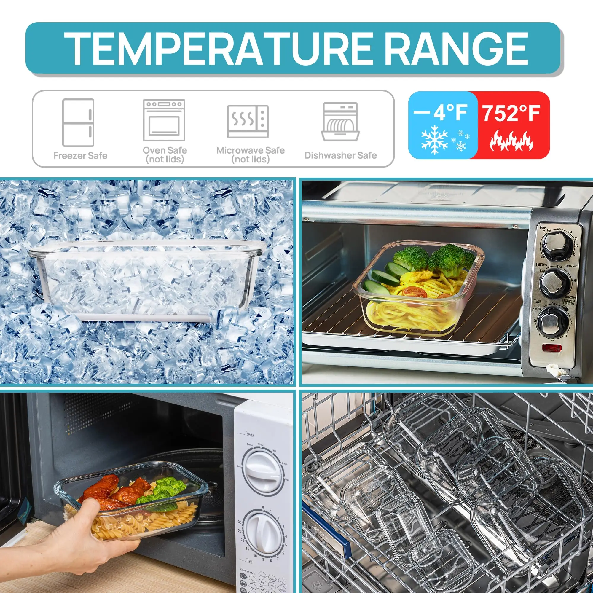 กล่องข้าวแก้วภาชนะเก็บอาหาร, อ - Meal Prep Glass Containers บทวิจารณ์และราคา