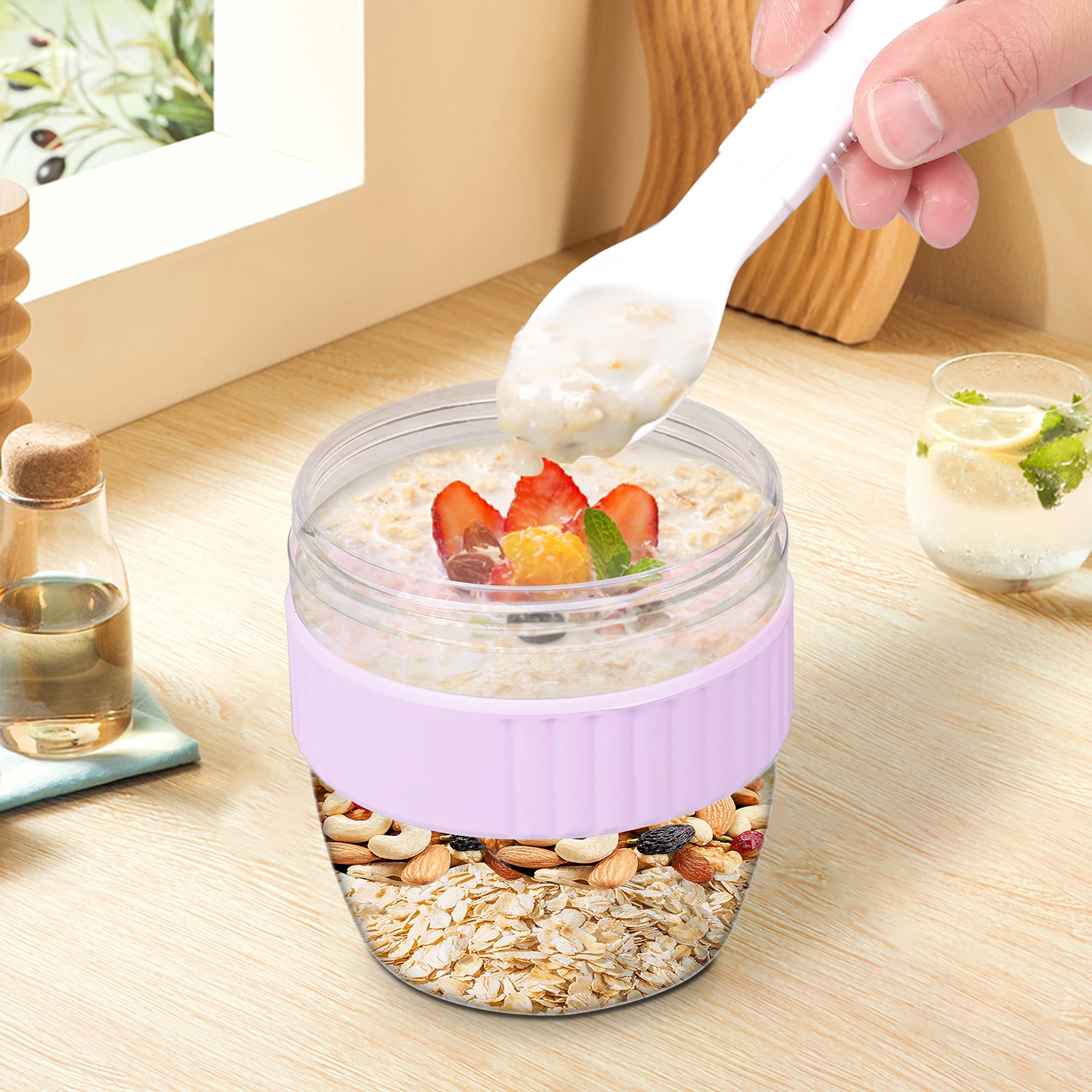 ภาชนะใส่ข้าวโอ๊ตแบบสองชั้นพร้อ - Meal Prep Oatmeal บทวิจารณ์และราคา