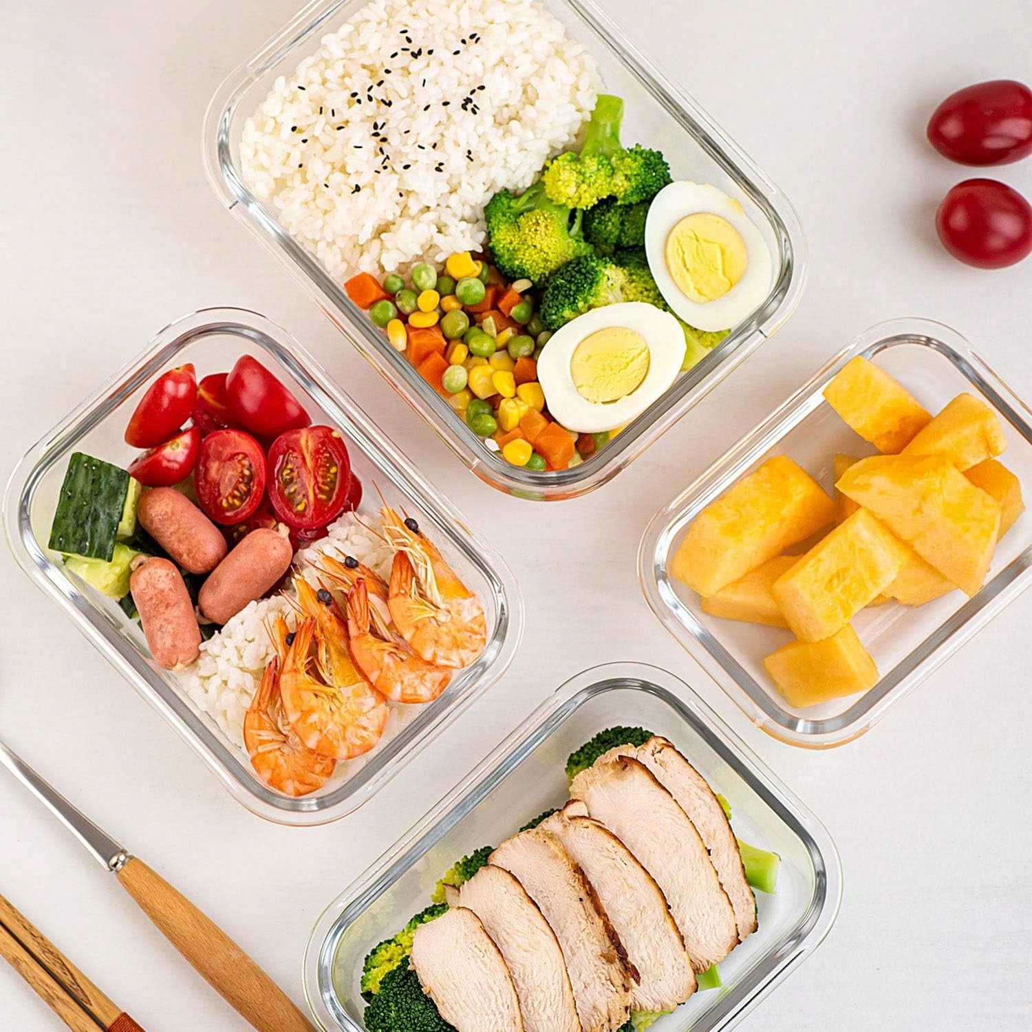 ชุดกล่องแก้วสำหรับเตรียมอาหาร  - Meal Prep Glass Containers บทวิจารณ์และราคา